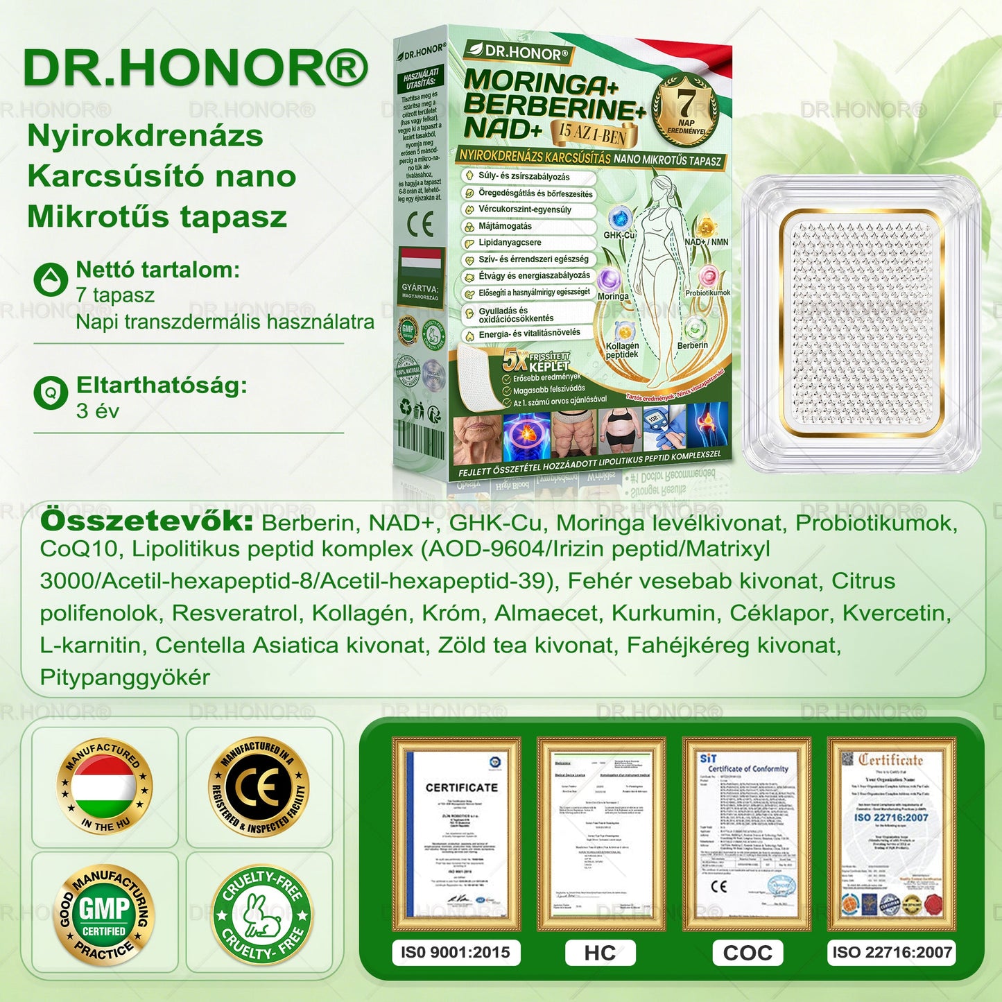 [2026 ÚJ & Továbbfejlesztett🎁Akár 80% KEDVEZMÉNY]🍃🍃 DR.HONOR® Nano-mikrotűs Fogyasztó Tapasz – Ultra-erős 5× Peptidkomplex • Támogatja a Fogyást és Nyirokkeringést • Kényelmes Fogyás• Támogatja az Ízületi Komfortot és a Mély Alvást
