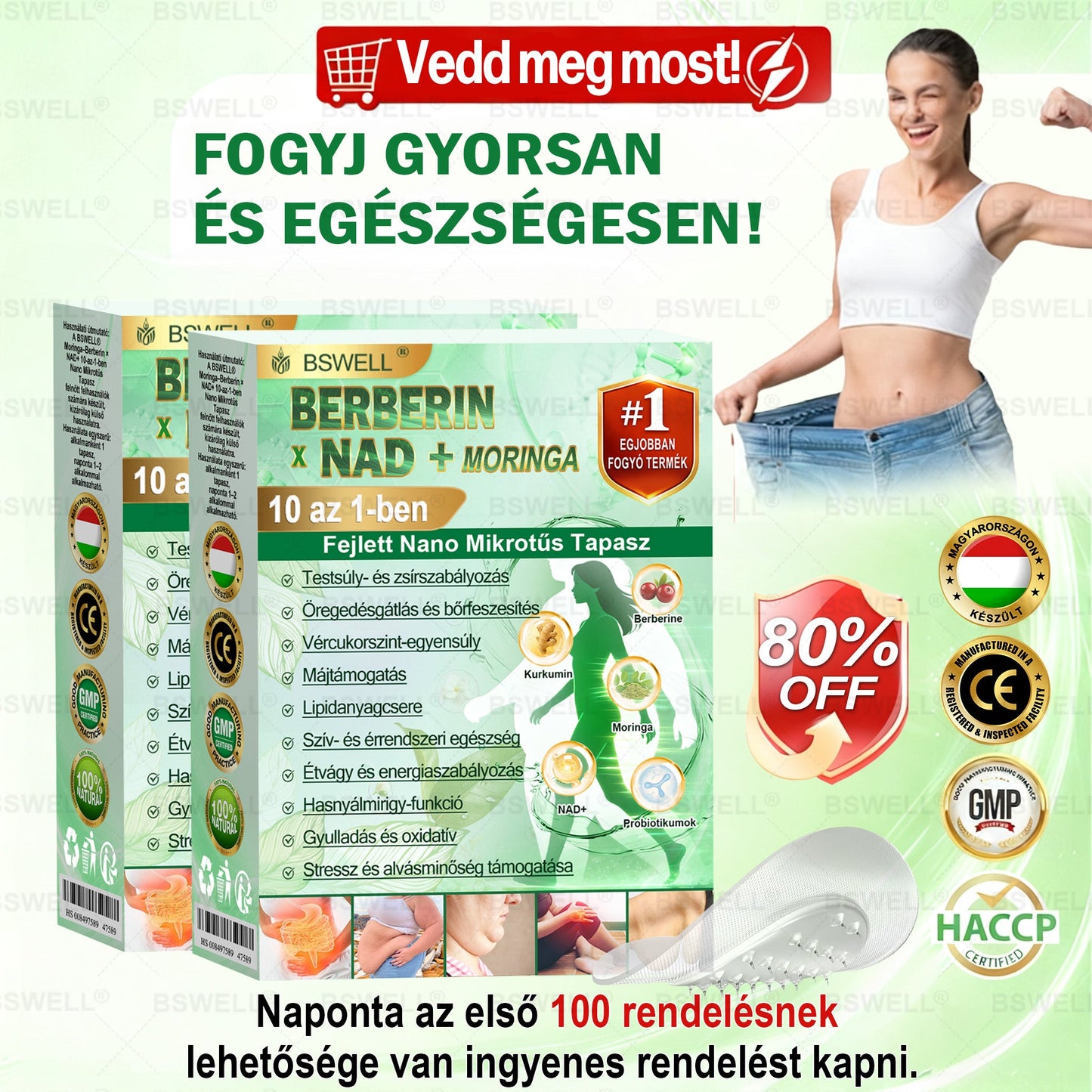 🍏BSWELL® Nano mikrotűs karcsúsító tapasz(Naponta egyszer, 28 napon belül érezhető változások) ✅Segíthet támogatni a testsúlykontrollt, a vércukor-egyensúlyt,az emésztést és az ízületek komfortérzetét