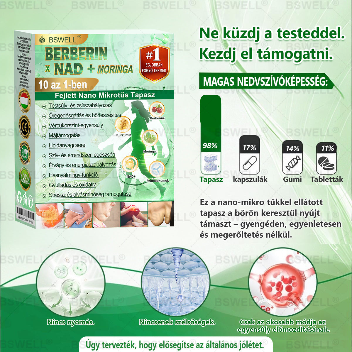🍏BSWELL® Nano mikrotűs karcsúsító tapasz(Naponta egyszer, 28 napon belül érezhető változások) ✅Segíthet támogatni a testsúlykontrollt, a vércukor-egyensúlyt,az emésztést és az ízületek komfortérzetét