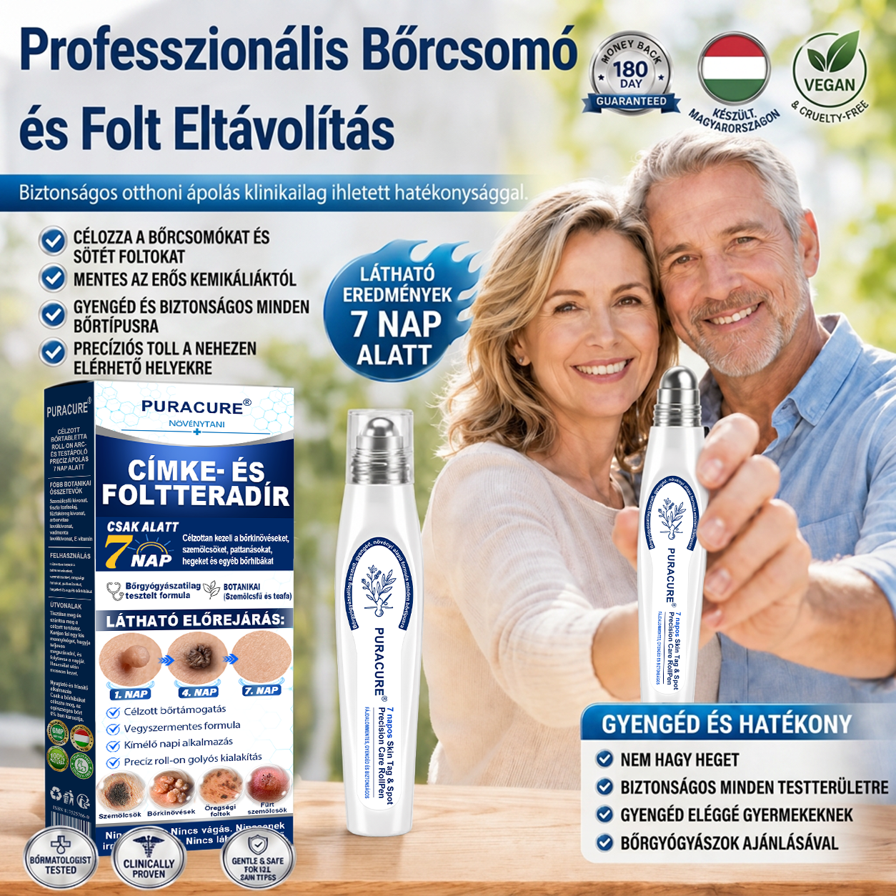 PuraCure® 👩‍⚕️👩‍⚕️👩‍⚕️𝟕 𝐍𝐚𝐩𝐨𝐬 Bőrkinövés- és Folteltávolító Toll Fájdalommentes és Hegmentes Professzionális Rollerball