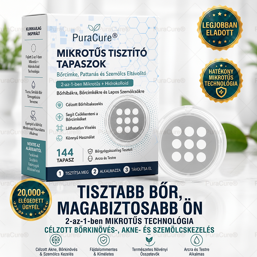 💫PuraCure® 2 az 1-ben mikrotűs és hidrokolloid tapasz 🧑‍⚕️ | Kiálló anyajegyek, aknék, lapos szemölcsök és bőrnövedékek eltávolítására | Segít csökkenteni a ráncokat, hegeket és bőrhibákat | Láthatatlan tapasz az arcra és testre