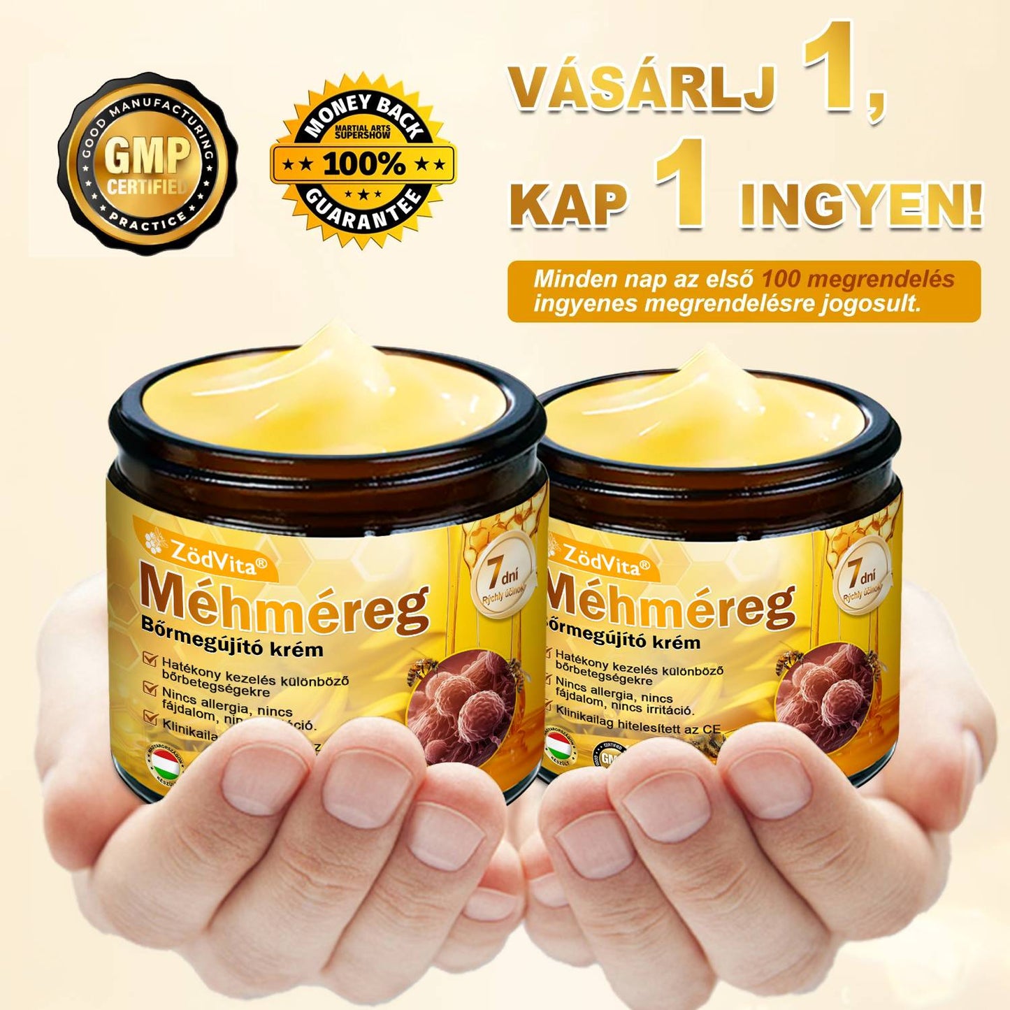 🌟🌟 ZödVita® Méhméreg Bőr Helyreállító Krém 🔥Természetes Öregedésgátló, Feszesíti a Bőrt, Csökkenti a Ráncokat– 50ml