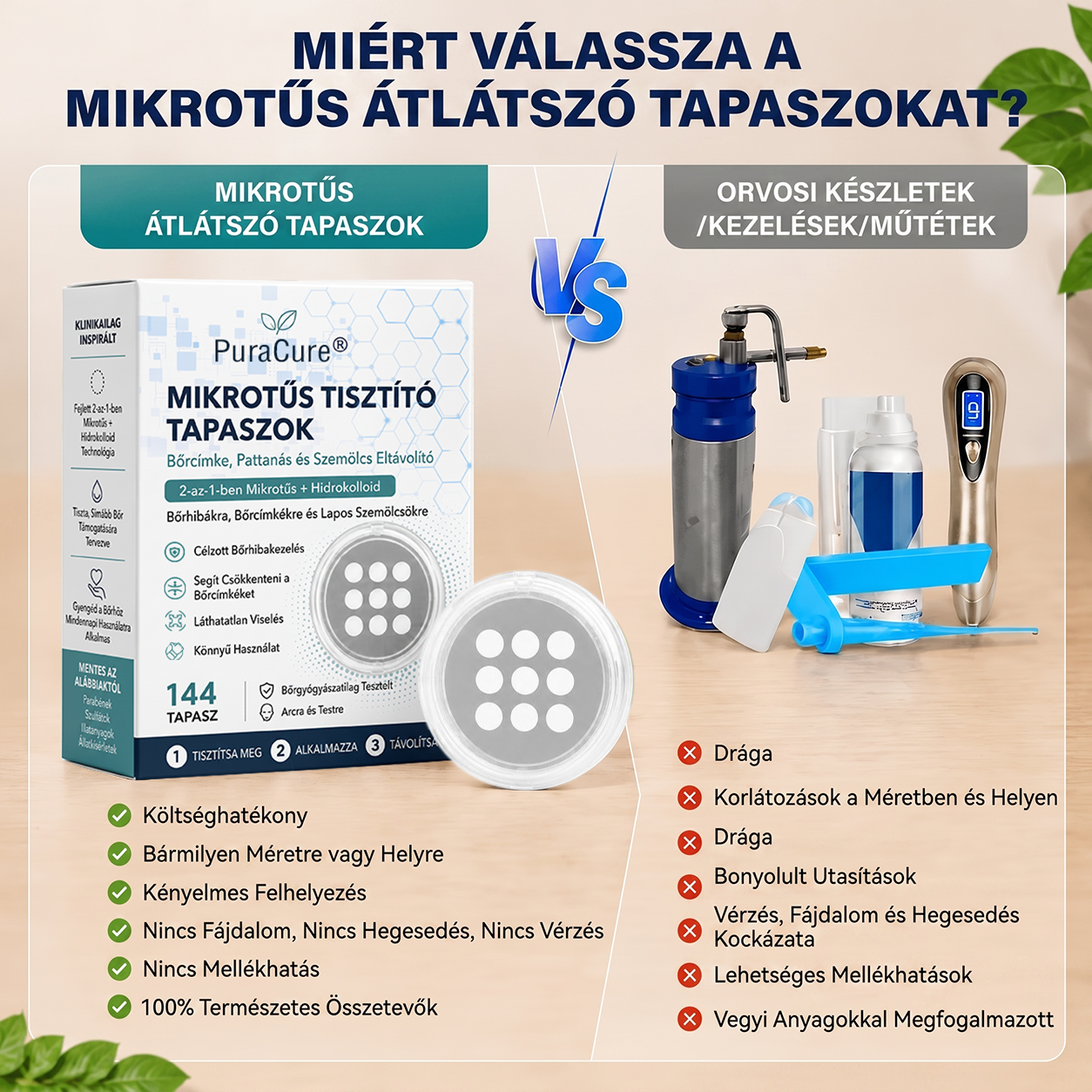 💫PuraCure® 2 az 1-ben mikrotűs és hidrokolloid tapasz 🧑‍⚕️ | Kiálló anyajegyek, aknék, lapos szemölcsök és bőrnövedékek eltávolítására | Segít csökkenteni a ráncokat, hegeket és bőrhibákat | Láthatatlan tapasz az arcra és testre