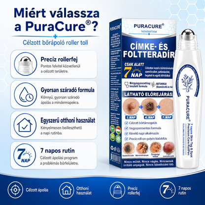 PuraCure® 👩‍⚕️👩‍⚕️👩‍⚕️𝟕 𝐍𝐚𝐩𝐨𝐬 Bőrkinövés- és Folteltávolító Toll Fájdalommentes és Hegmentes Professzionális Rollerball