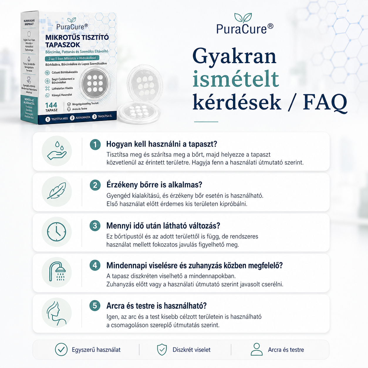 💫PuraCure® 2 az 1-ben mikrotűs és hidrokolloid tapasz 🧑‍⚕️ | Kiálló anyajegyek, aknék, lapos szemölcsök és bőrnövedékek eltávolítására | Segít csökkenteni a ráncokat, hegeket és bőrhibákat | Láthatatlan tapasz az arcra és testre