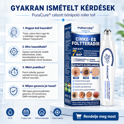 PuraCure® 👩‍⚕️👩‍⚕️👩‍⚕️𝟕 𝐍𝐚𝐩𝐨𝐬 Bőrkinövés- és Folteltávolító Toll Fájdalommentes és Hegmentes Professzionális Rollerball
