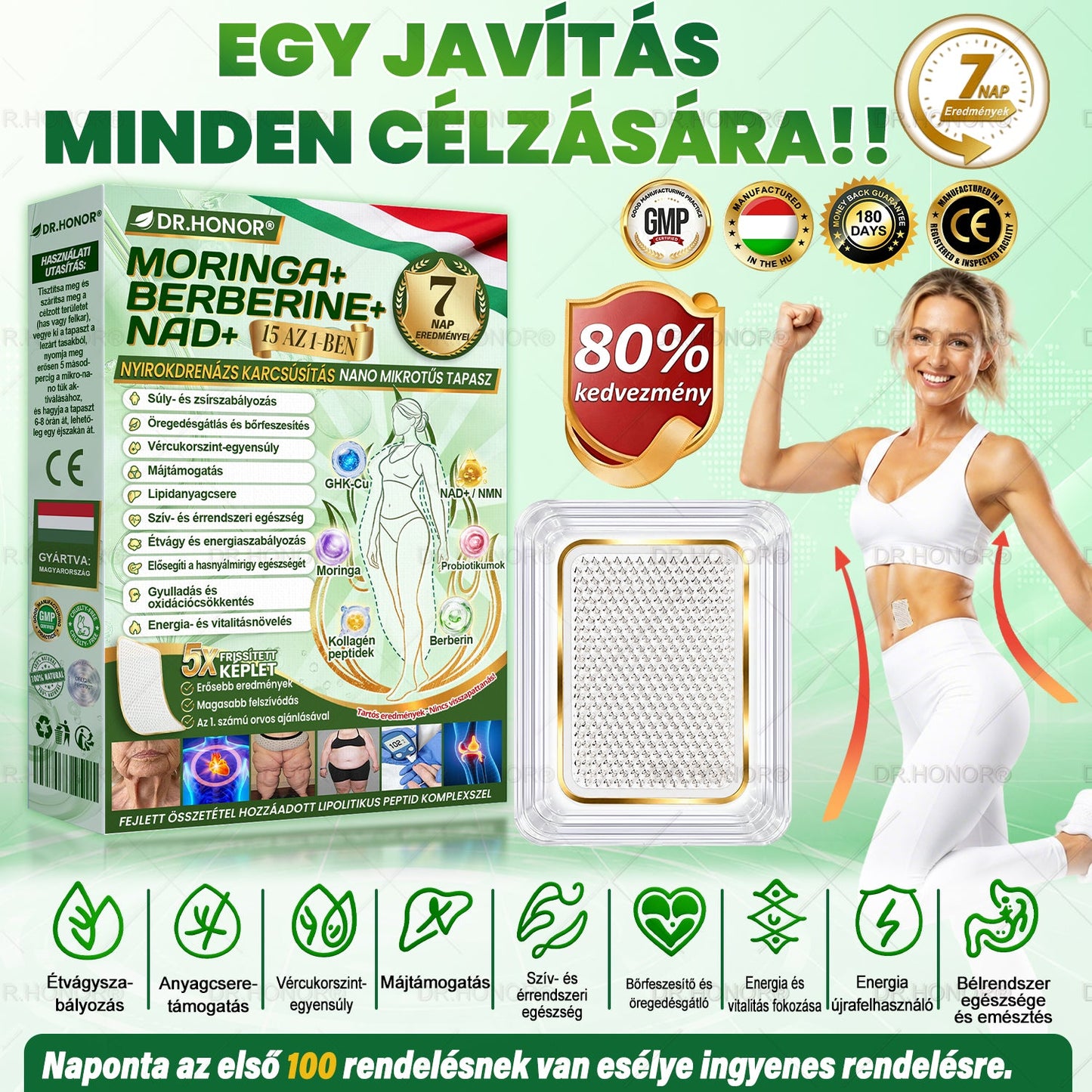 [2026 ÚJ & Továbbfejlesztett🎁Akár 80% KEDVEZMÉNY]🍃🍃 DR.HONOR® Nano-mikrotűs Fogyasztó Tapasz – Ultra-erős 5× Peptidkomplex • Támogatja a Fogyást és Nyirokkeringést • Kényelmes Fogyás• Támogatja az Ízületi Komfortot és a Mély Alvást