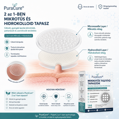 💫PuraCure® 2 az 1-ben mikrotűs és hidrokolloid tapasz 🧑‍⚕️ | Kiálló anyajegyek, aknék, lapos szemölcsök és bőrnövedékek eltávolítására | Segít csökkenteni a ráncokat, hegeket és bőrhibákat | Láthatatlan tapasz az arcra és testre