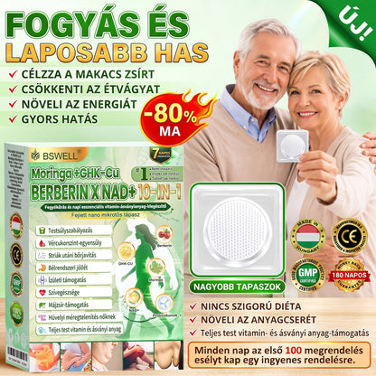 Hivatalos Áruház |🍀BSWELL® Moringa × Berberin × NAD+ 10 az 1-ben Nano Mikrotűs Tapasz (Naponta egyszer, látható változások 7 nap után) ✅ Elhízás, megereszkedett bőr, cukorbetegség, alvási apnoé, ízületi problémák