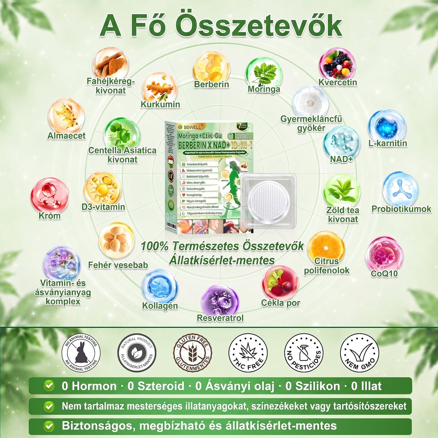Hivatalos Áruház |🍀BSWELL® Moringa × Berberin × NAD+ 10 az 1-ben Nano Mikrotűs Tapasz (Naponta egyszer, látható változások 7 nap után) ✅ Elhízás, megereszkedett bőr, cukorbetegség, alvási apnoé, ízületi problémák