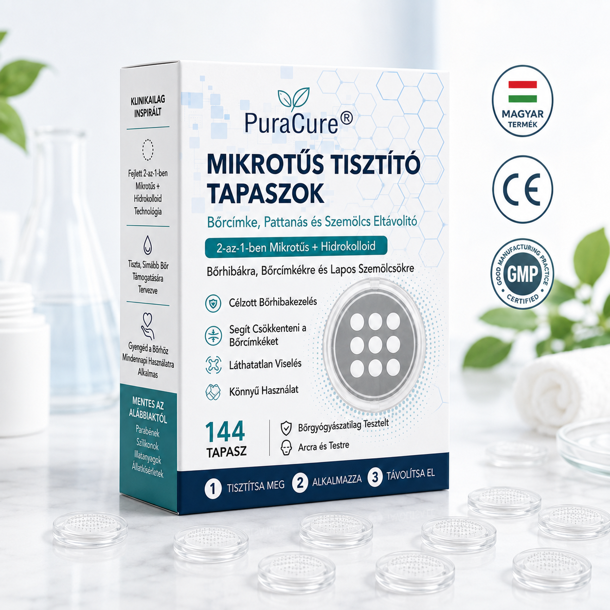 💫PuraCure® 2 az 1-ben mikrotűs és hidrokolloid tapasz 🧑‍⚕️ | Kiálló anyajegyek, aknék, lapos szemölcsök és bőrnövedékek eltávolítására | Segít csökkenteni a ráncokat, hegeket és bőrhibákat | Láthatatlan tapasz az arcra és testre